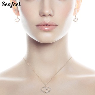 Seafeel ต่างหูตะขอ จี้รูปหัวใจคู่ 2 สี 1 ชุด สําหรับงานแต่งงาน