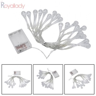 #ROYALLADY#Solar สายไฟหิ่งห้อย LED รูปหยดน้ําฝน สําหรับตกแต่งสวน กลางแจ้ง ปาร์ตี้