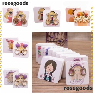 Rosegoods1 การ์ดกระดาษคราฟท์ ลายการ์ตูนเด็กผู้หญิง หลากสี สําหรับโชว์ต่างหู 100 ชิ้น