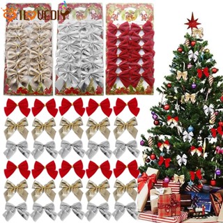  โบว์ริบบิ้น ขนาดเล็ก สีแดง สีทอง สําหรับแขวนตกแต่งต้นคริสต์มาส งานวันเกิด DIY
