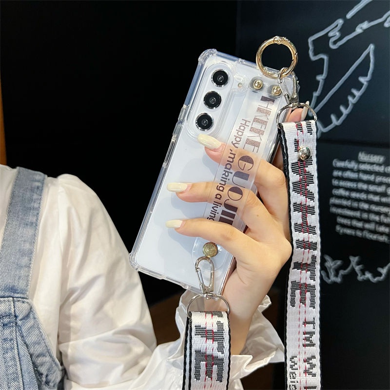 เคสสายรัดข้อมือซิลิโคนโปร่งใสบางเฉียบสําหรับ Samsung Galaxy Z พับ 5 Z พับ 4 พับ 6 5G ฝาครอบ