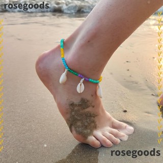 Rosegoods1 สร้อยข้อเท้าโซ่ รูปเปลือกหอย สไตล์โบฮีเมียน ชายหาด