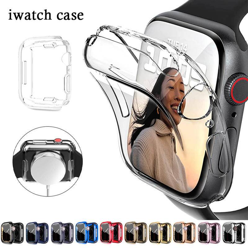 ตัวป้องกันหน้าจอ Apple Watch Case สําหรับ Series 7 8 9 41 มม. 45 มม. อุปกรณ์เสริมฝาครอบกันชน TPU เต็
