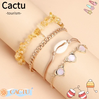 Cactu สร้อยข้อเท้า ประดับลูกปัด ยืดหยุ่น สีรุ้ง แฮนด์เมด เครื่องประดับแฟชั่น ชายหาด ของขวัญ สําหรับผู้หญิง