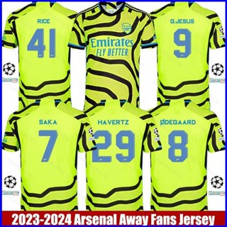 เสื้อกีฬาแขนสั้น ลายทีม Arsenal Away Jersey Saka Jesus Degaard Rice Havertz Martinelli BS1 2023-2024 พลัสไซซ์ SB1