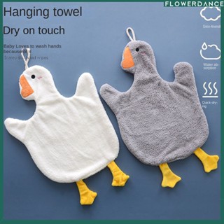 Big Goose Hand Towel หนาสองด้านหนาขนแกะปะการังความหนาแน่นสูง Super ดูดซับเด็กน่ารัก Big Goose Towel ดอกไม้