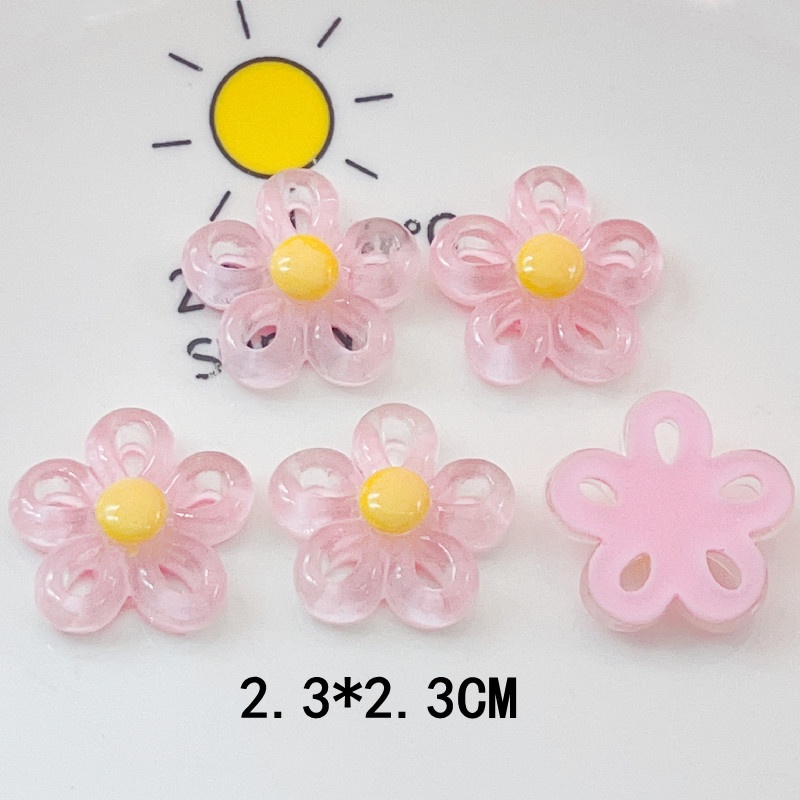 [2 #] Jibbitz Crocs กิ๊บติดผม ยางเรซิ่น รูปดอกไม้ห้ากลีบ แบบกลวง สีโปร่งใส อุปกรณ์เสริม สําหรับรองเท้า diy QP
