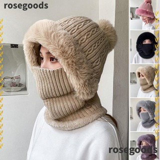 Rosegoods1 หมวกถักลําลอง อเนกประสงค์ ป้องกันหู ให้ความอบอุ่น แฟชั่นฤดูหนาว สําหรับกลางแจ้ง