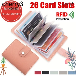 Cherry3 กระเป๋าสตางค์ RFID 26 ช่อง ใส่บัตรได้ แบบบาง สีแคนดี้