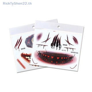 Ricktyshen สติกเกอร์รอยสัก ลายกะโหลกเลือด รอยแผลเป็นเลือด สําหรับตกแต่งปาร์ตี้ฮาโลวีน Diy TH