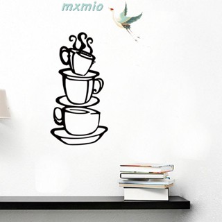 Mxmio สติกเกอร์ติดผนัง ลายแก้วกาแฟ 3D มีกาวในตัว ลอกออกได้ กันน้ํา สีดํา สําหรับตกแต่งบ้าน