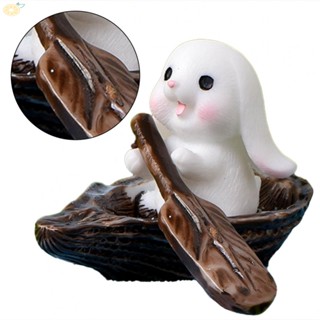 【VARSTR】Resin Bunny Home Desk Decoration Resin Bunny Statue 4.8*3.3cm Boating Dollhouse