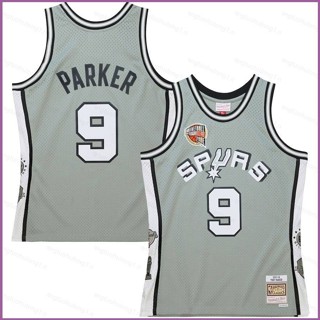 เสื้อกีฬาบาสเก็ตบอล ลายทีม Ani 2023-2024 NBA Hall Of Fame San Antonio Spurs Parker Jersey สไตล์เรโทร พลัสไซซ์ สําหรับผู้ชาย และผู้หญิง