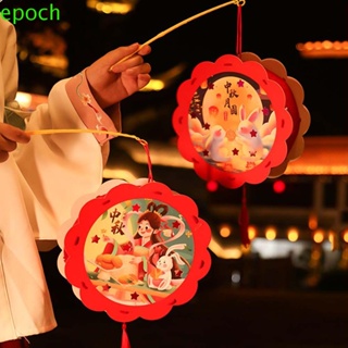 Epoch โคมไฟจีน เรืองแสง แฮนด์เมด โคมไฟแขวน แบบพกพา ตกแต่งปาร์ตี้ กระต่าย ลาย LED โคมไฟกระดาษการ์ตูน