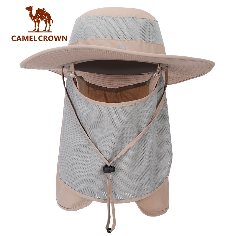 Camel CROWN หมวกชาวประมง กลางแจ้ง ป้องกันแสงแดด รอบคอ หมวกกันแดด