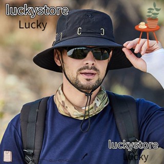 Lucky หมวกปีนเขา ปีกกว้าง กันแดด สีพื้น แฟชั่นฤดูร้อน สําหรับผู้ชาย และผู้หญิง