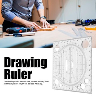 SN7 Multi Function Drawing Ruler Acrylic Art Design Woodworking Template Carpenter Tool