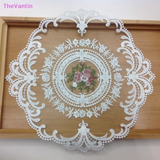 Thevantin แผ่นรองแก้ว ฉนวนกันความร้อน กันลวก ปักลายดอกไม้ สไตล์ยุโรป สําหรับโต๊ะอาหาร 1 ชิ้น