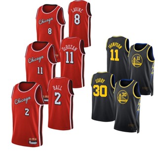 เสื้อกล้ามกีฬา แฟชั่นผู้ชาย NBA Chicago Bulls Warriors 2 # Ball 8 # Crows 30 # Curry 11 # Jersey