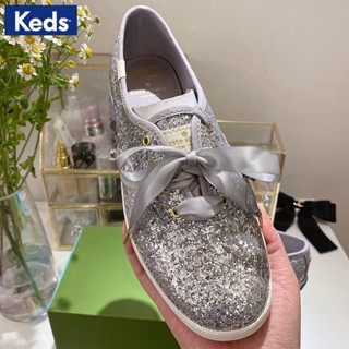 KEDS รองเท้าผ้าใบลําลอง พื้นหนา ประดับเลื่อม สีเงิน สําหรับสตรี