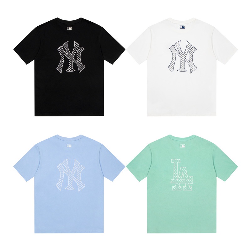 ❀ [พร้อมส่ง]  เสื้อยืดแขนสั้น ผ้าฝ้ายแท้ ปักลายMLB NY ป้าย 100% แฟชั่นคู่รัก สําหรับผู้ชาย และผู้หญิ