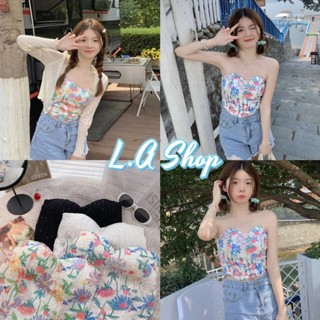 L.A Shop พร้อมส่ง เสื้อเกาะอก รัดรูปลายดอกไม้ สม๊อคหลังยืดนิดหน่อยมีฟองน้ำ น่ารักมากมี4สี "D22New"