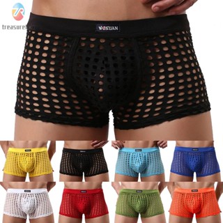 【TRSBX】Men Underwear Low Rise M-2XL Mesh Pouch See Through Sheer Bulge Flat-Footed