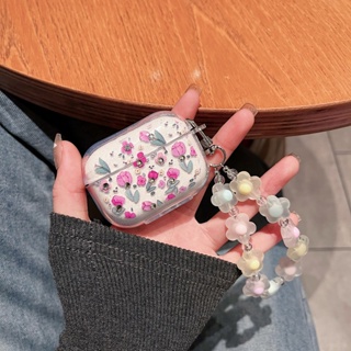 【Fashion】เคสหูฟัง ลายดอกไม้ ประดับกลิตเตอร์ สําหรับ AirPods 1/2 3 Pro Pro 2