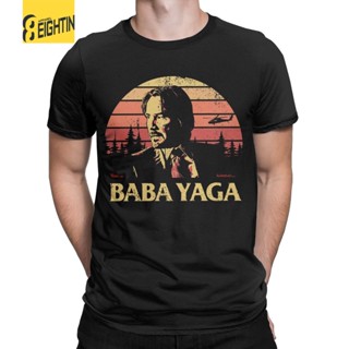 เสื้อยืดแขนสั้น ผ้าฝ้าย 100% พิมพ์ลาย Crazy John Wick Baba Yaga สําหรับผู้ชาย