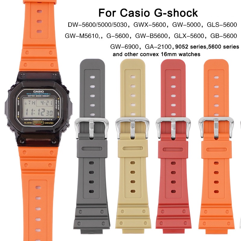 สายนาฬิกาข้อมือ ยางซิลิโคนนิ่ม กันน้ํา ขนาด 16 มม. สําหรับ Casio G-shock DW-5600 DW-6900 GA-2100