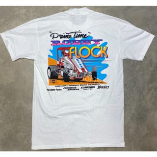 เสื้อยืด ลาย NOS 1990 “Primetime” Robby Flock USAC Racing Tee ขนาดใหญ่ สไตล์วินเทจ