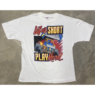 เสื้อยืดแข่งรถ Lawton Speedway “Lifes Short Play Hard” สไตล์วินเทจ 1993 - XL