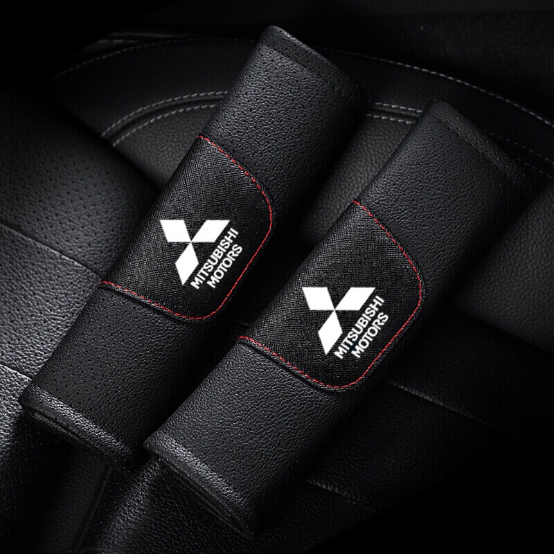 ปลอกหนังหุ้มเข็มขัดนิรภัยรถยนต์ 2 ชิ้นสําหรับ Mitsubishi Xpander Lancer Triton Pajero Space Wagon Mirage Attrage