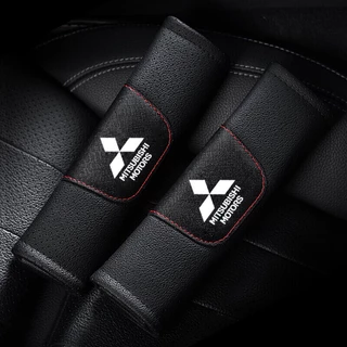ปลอกหนังหุ้มเข็มขัดนิรภัยรถยนต์ 2 ชิ้นสําหรับ Mitsubishi Xpander Lancer Triton Pajero Space Wagon Mirage Attrage