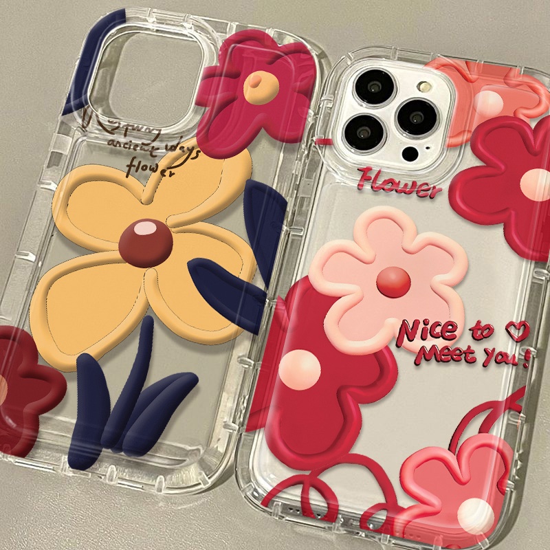 เคสโทรศัพท์ซิลิโคน TPU ใส แบบนิ่ม ลายดอกไม้ กันกระแทก สําหรับ IPhone 14 13 12 11 Pro XS Max X XR 7 + 8 Plus