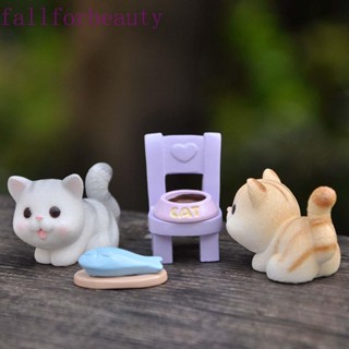 Fallforbeauty ตุ๊กตาเรซิ่นรูปปั้นแมวน่ารักขนาดเล็กสําหรับตกแต่งบ้านและสวน