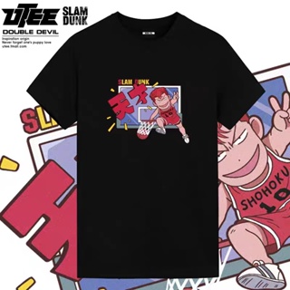 sadas Slam Dunk Lingnan No. 7 เสื้อยืดแขนครึ่ง ผ้าฝ้าย พิมพ์ลายอนิเมะ Xiandao Zhangqiu พลัสไซซ์ สําหรับผู้ชาย