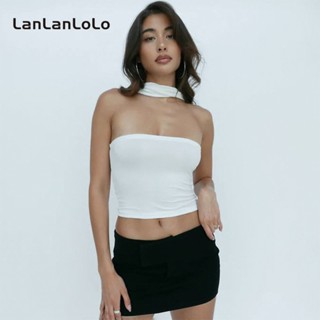 Lanlanlolo เสื้อแขนกุดลําลอง เปิดหลัง สีพื้น สําหรับผู้หญิง 2023