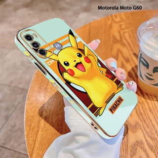 เคสโทรศัพท์มือถือแบบนิ่ม ขอบสี่เหลี่ยม ลายการ์ตูนปิกาจูน่ารัก หรูหรา สําหรับ Motorola Moto G10 G22 G30 G50 5G G52 G60 G40