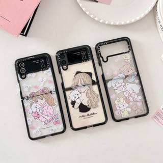 เคสโทรศัพท์มือถือแบบแข็ง ใส ลายกระต่าย แมว Mikko Girl หรูหรา สําหรับ Samsung Galaxy Z Flip 4 Flip3 5G Z Flip 3 Flip4