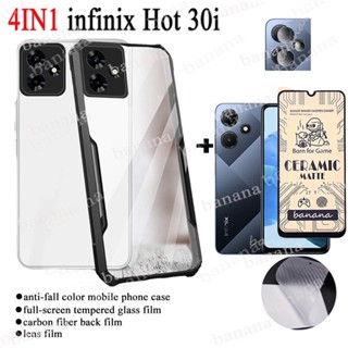 4in1 เคสโทรศัพท์มือถืออะคริลิค TPU นิ่ม แบบใส กันกระแทก ปิดด้านหลัง สําหรับ Infinix Hot 30i Hot 20 5G 30 20s 20i 10s 10i 12 11 10 Play Note 12 G96 11s 10 Pro 5G