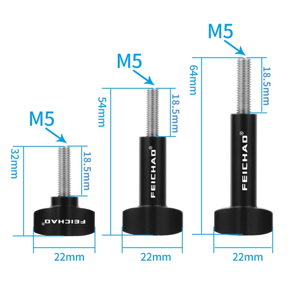 FEICHAO สําหรับ GoPro 13 12 11 สําหรับ Insta360 M5 ด้าย Bolt สแตนเลส & อลูมิเนียม T หัวมือกระชับสกรู Clamping Knob คู่มือจับสกรู thumbnail 5
