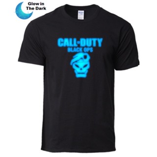 เสื้อยืดผ้าฝ้ายพิมพ์ลาย SDSXCB♘Call of Duty Half Black OPS Glow in The Dark Godzilla Tee™ Unisex / Men Tshirt Tee G_02