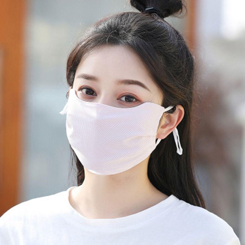 Somedayzl หน้ากากผ้าเรยอน ตกปลา กีฬา ขี่รถ ตาข่าย ป้องกันแสงแดด ฤดูร้อน สีพื้น สําหรับผู้หญิง สําหรับเด็กผู้หญิง หน้ากากกันแดด