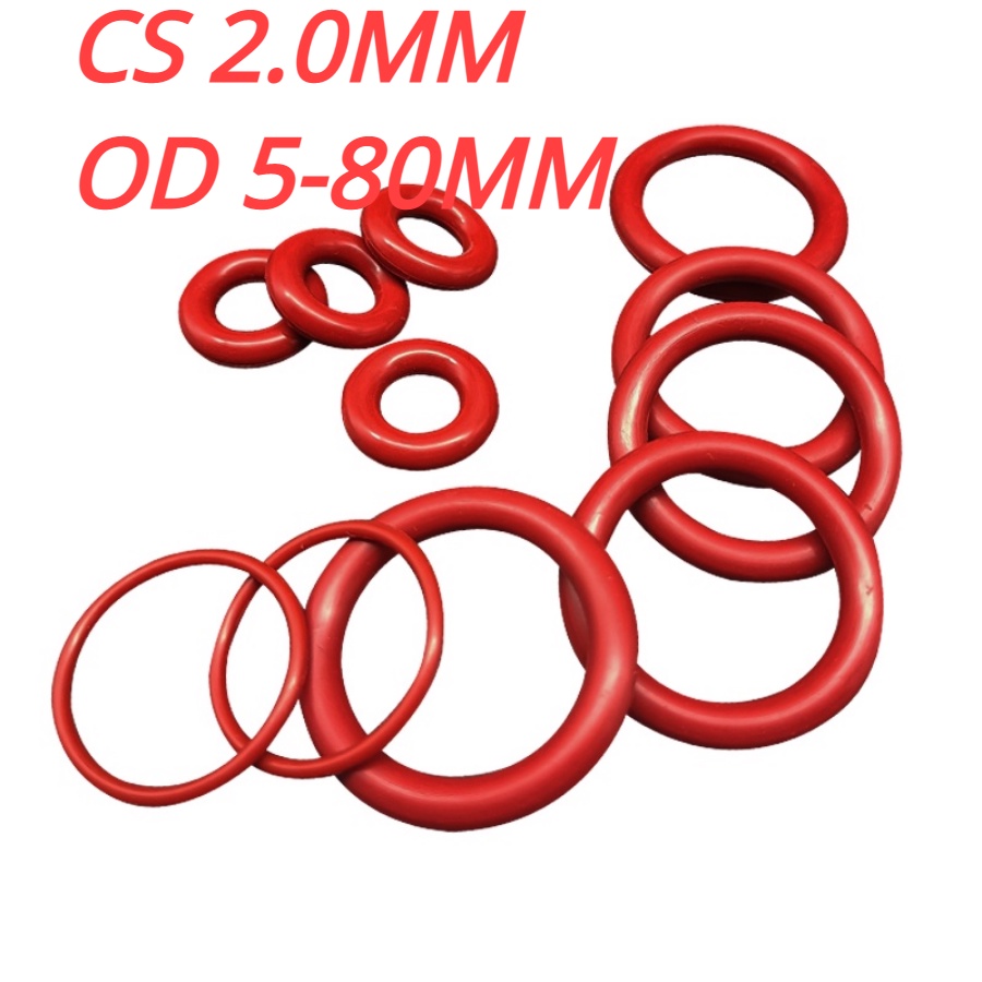 [XCF-] ซิลิโคนเกรดอาหารโอริงกันน้ำอุณหภูมิสูงทนยางสีแดงซีลแหวน CS2.0mm*OD5-70mm