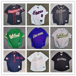 เสื้อกีฬาเบสบอลแขนสั้น ปักลาย Mlb Jersey สไตล์ฮิปฮอป สตรีท อเมริกา ทรงหลวม ขนาดใหญ่ สําหรับผู้ชาย และผู้หญิง