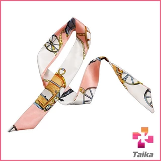 Taika ริบบิ้นผูกกระเป๋า พิมพ์ลาย ขนาดเล็ก สําหรับผู้หญิง ขนาด 85x4 ซม. Silk scarf