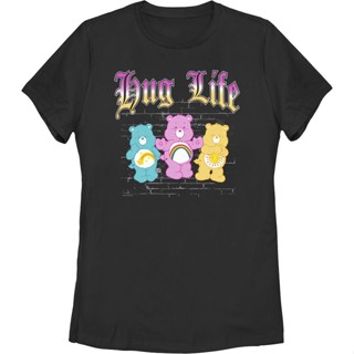 Womens Hug Life Care Bears Shirt เสื้อยืดน่ารักๆ เสื้อยืดน่ารักๆ