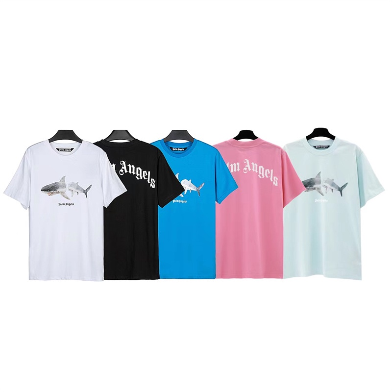 ขายดี P254A เสื้อยืดแขนสั้น ผ้าฝ้าย พิมพ์ลายฉลาม แฟชั่นสําหรับผู้ชาย และผู้หญิง