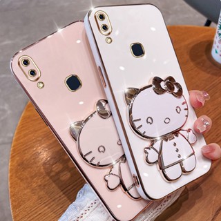 เคสโทรศัพท์มือถือ แบบนิ่ม ลายการ์ตูนคิตตี้ มีกระจกแต่งหน้า สําหรับ Vivo Y11 Y12 Y15 Y17 Y15S Y15A Y33S Y12A Y91C Y1S Y20 Y20s Y12s Y20i Y30 Y30i Y19 Y91i Y93 Y85 Y95